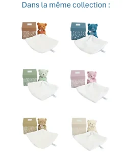 Doudou et Compagnie Doudou mouchoir- Mon petit ourson - Vert Clair - 10 cm><noscript><img width=