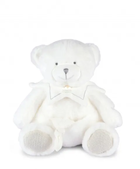 Doudou et Compagnie Doudou mouchoir ours Blanc - 30 cm - Collection Anniversaire> Doudou Mouchoir|Peluches