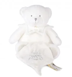 Doudou et Compagnie Doudou mouchoir ours Blanc - 30 cm - Collection Anniversaire><noscript><img width=