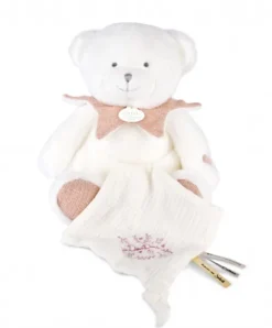 Doudou et Compagnie Doudou mouchoir ours Rose - 30 cm - Collection Anniversaire><noscript><img width=