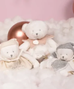 Doudou et Compagnie Doudou mouchoir ours Rose - 30 cm - Collection Anniversaire><noscript><img width=