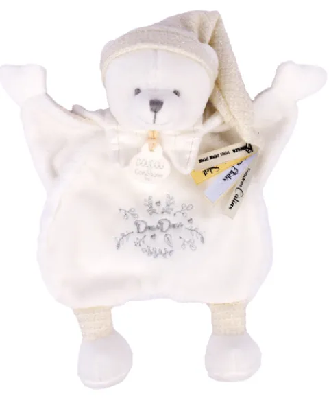 Doudou et Compagnie Doudou Ours cape Blanc - 25 cm - Collection Anniversaire> Doudou Mouchoir|Doudou Plat