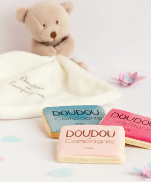 Doudou et Compagnie Doudou ours mouchoir - 10 cm - Boite fleur> Doudou Mouchoir|Petit Format