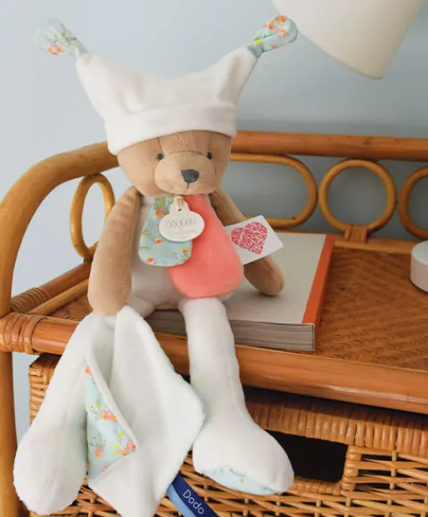 Doudou et Compagnie Doudou ours mouchoir 3 histoires - Blanc> Doudou Mouchoir|Peluche Avec Doudou