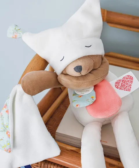 Doudou et Compagnie Doudou ours mouchoir 3 histoires - Blanc> Doudou Mouchoir|Peluche Avec Doudou