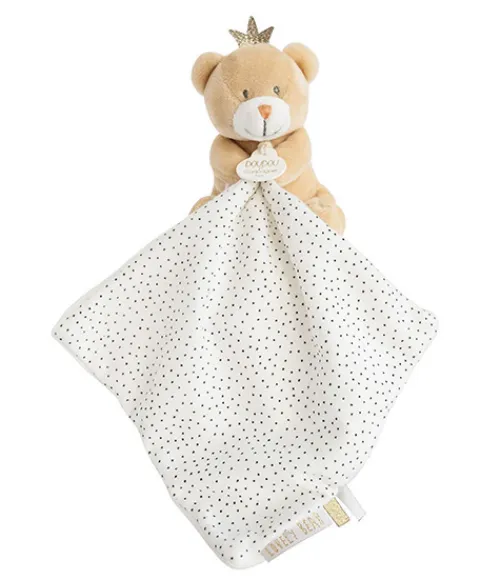 Doudou et Compagnie Doudou ours mouchoir marron Petit Roi - 10 cm> Doudou Mouchoir|Petit Format