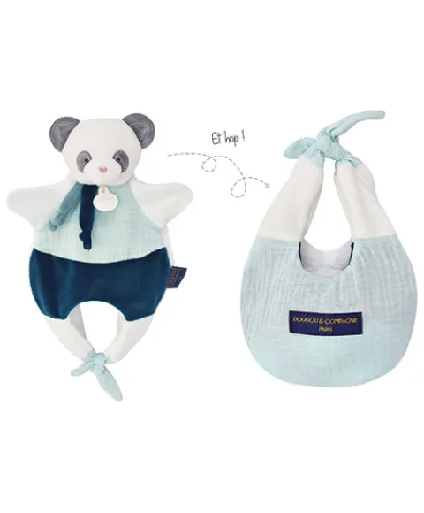 Doudou et Compagnie Doudou Panda marionnette - Petit sac - Amusette 3 EN 1> Doudou Plat|Marionnettes