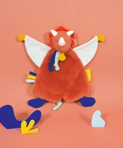 Doudou et Compagnie Doudou plat dinosaure orange Lou - 25 cm> Doudou Plat