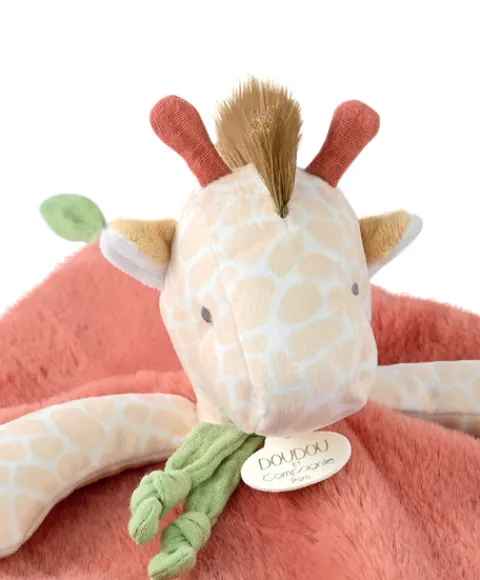 Doudou et Compagnie Doudou plat girafe beige et rouge -25 cm> Doudou Plat
