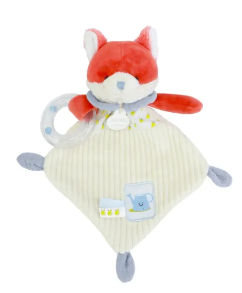Doudou et Compagnie Doudou plat hochet billes - Renard Romarin - 21 cm> Doudou Plat|Hochets Et Pantins D'Activités