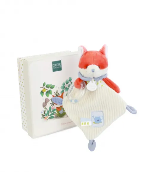 Doudou et Compagnie Doudou plat hochet billes - Renard Romarin - 21 cm> Doudou Plat|Hochets Et Pantins D'Activités
