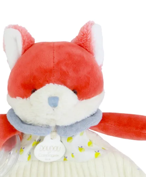Doudou et Compagnie Doudou plat hochet billes - Renard Romarin - 21 cm> Doudou Plat|Hochets Et Pantins D'Activités