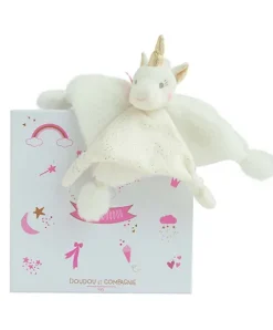 Doudou et Compagnie Doudou plat Licorne blanche - 22 cm> Doudou Plat
