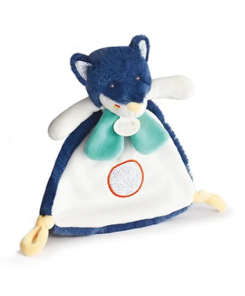 Doudou et Compagnie Doudou plat Loup bleu marine Tiwipi - 23 cm> Doudou Plat