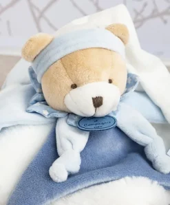 Doudou et Compagnie Doudou plat ours Petit chou - Bleu - 27 cm> Doudou Plat