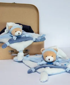 Doudou et Compagnie Doudou plat ours Petit chou - Bleu - 27 cm><noscript><img width=