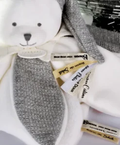 Doudou et Compagnie Doudou plat pétales Ours Gris - 25 cm - Collection Anniversaire><noscript><img width=