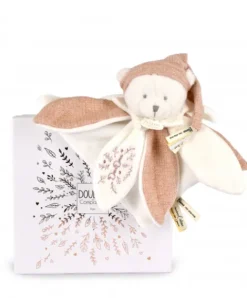 Doudou et Compagnie Doudou plat pétales Ours Rose - 25 cm - Collection Anniversaire> Doudou Plat