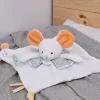 Doudou et Compagnie Doudou plat souris blanc avec marionnette à doigt - 30 cm> Doudou Plat|Marionnettes