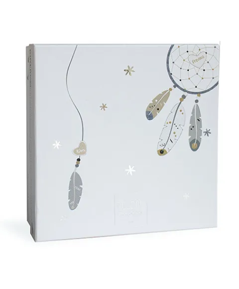 Doudou et Compagnie Doudou pétales Panda gris - Attrape-rêves - 26 cm> Doudou Plat