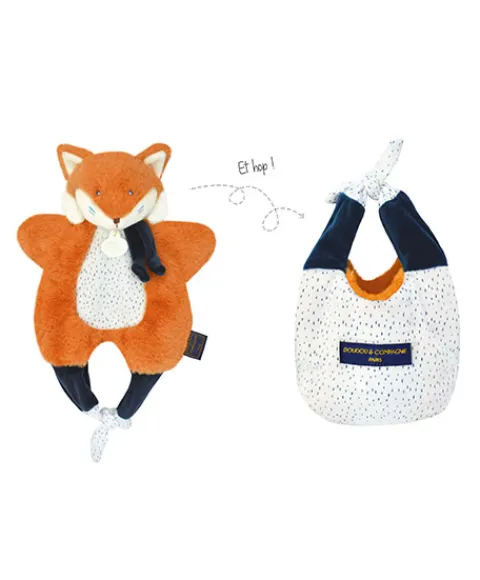 Doudou et Compagnie Doudou Renard marionnette - Petit sac - Amusette 3 EN 1> Doudou Plat|Marionnettes