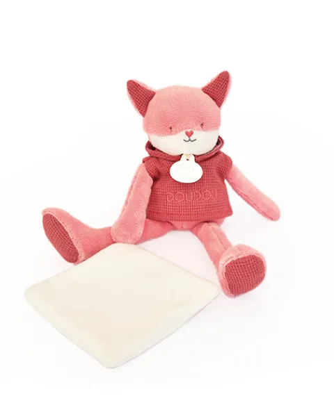 Doudou et Compagnie Doudou Renard rose avec mouchoir - Sweety - 25 cm> Doudou Mouchoir|Peluche Avec Doudou