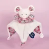 Doudou et Compagnie Doudou Souris blanche - Cocon - Balle d'éveil - 3 EN 1> Doudou Plat|Balles Sensorielles