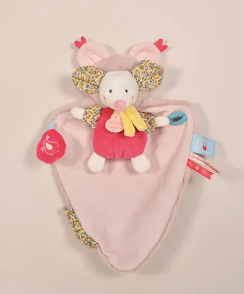Doudou et Compagnie Doudou Souris blanche avec cape - Papillotte - 3 EN 1> Peluche Avec Doudou