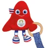 Doudou et Compagnie Hochet mascotte jeux olympiques 2024 avec anneau en bois - 17 cm> Hochets Et Pantins D'Activités