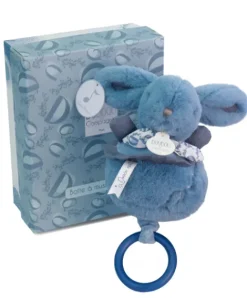 Doudou et Compagnie Lapin DOUDOU® - boite à musique lapin - 20 cm - Bleu> Boîte À Musique