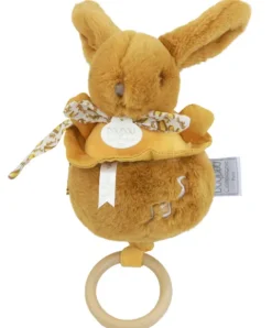 Doudou et Compagnie Lapin DOUDOU® - boite à musique lapin - 20 cm - Jaune moutarde> Boîte À Musique