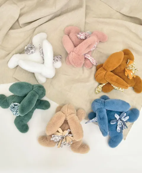 Doudou et Compagnie Lapin DOUDOU® - Peluche lapin Rose poudré - 25 cm> Peluches