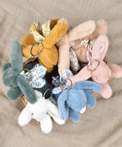 Doudou et Compagnie Lapin DOUDOU® - Porte-clés - Jaune moutarde> Porte-Clé