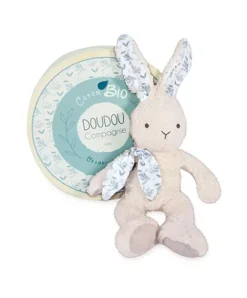 Doudou et Compagnie Lapin peluche beige en coton Bio 25 cm><noscript><img width=
