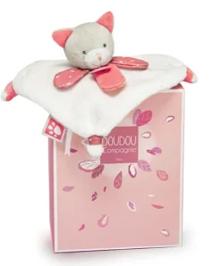 Doudou et Compagnie Mini doudou Chat corail - 20 cm> Doudou Plat