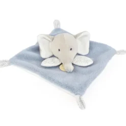 Doudou et Compagnie Mini Doudou elephant plat gris et bleu - 19 cm> Petit Format|Doudou Plat
