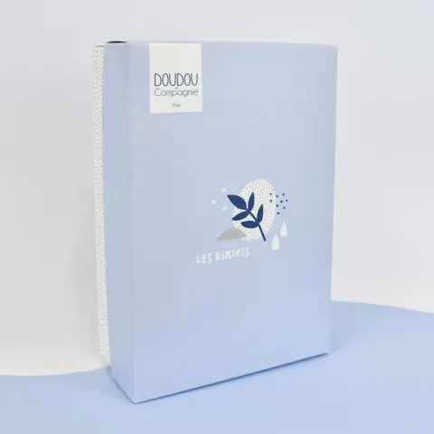 Doudou et Compagnie Mini Doudou elephant plat gris et bleu - 19 cm> Petit Format|Doudou Plat