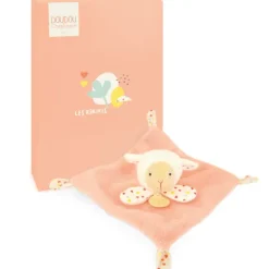 Doudou et Compagnie Mini Doudou mouton plat orange - 19 cm><noscript><img width=