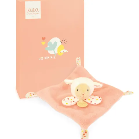 Doudou et Compagnie Mini Doudou mouton plat orange - 19 cm> Petit Format|Doudou Plat