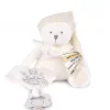 Doudou et Compagnie Ours en peluche Blanc attache-sucette - 20 cm - Collection Anniversaire> Doudou Attache-Sucette|Peluche Avec Doudou