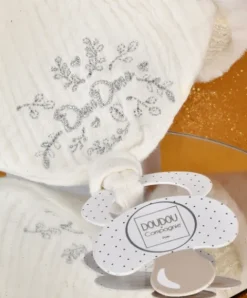 Doudou et Compagnie Ours en peluche Blanc attache-sucette - 20 cm - Collection Anniversaire> Doudou Attache-Sucette|Peluche Avec Doudou