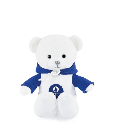 Doudou et Compagnie Ours en peluche blanc avec sweat bleu JO2024 - 25 cm> Peluches|Les Ours En Peluche