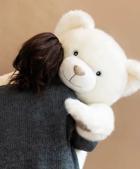 Doudou et Compagnie Ours en peluche Géant Collection - Blanc Poudré -120 cm> Peluches Géantes|Peluches