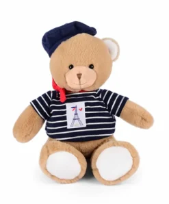 Doudou et Compagnie Ours en peluche marron avec marinière et béret - 28 cm> Peluches|Les Ours En Peluche