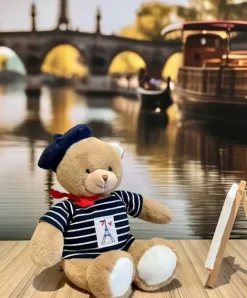 Doudou et Compagnie Ours en peluche marron avec marinière et béret - 28 cm> Peluches|Les Ours En Peluche