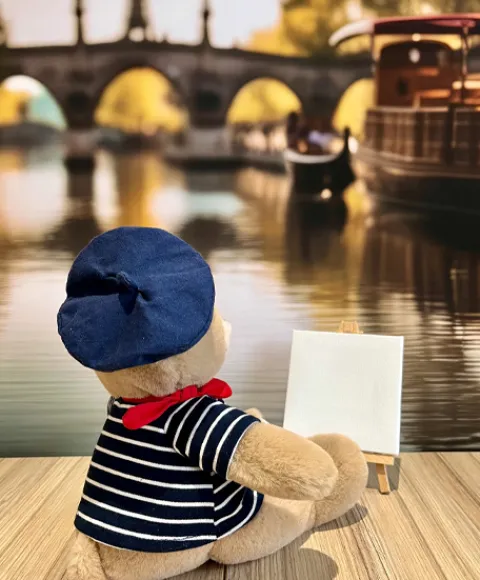 Doudou et Compagnie Ours en peluche marron avec marinière et béret - 28 cm> Peluches|Les Ours En Peluche