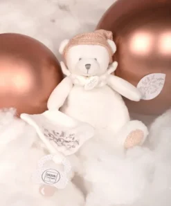 Doudou et Compagnie Ours en peluche Rose attache-sucette - 20 cm - Collection Anniversaire><noscript><img width=