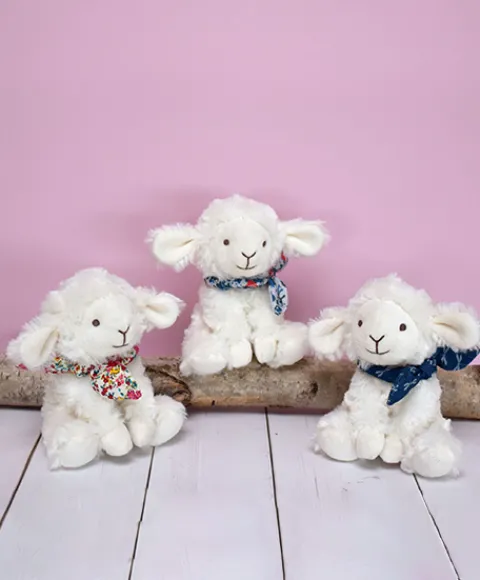 Doudou et Compagnie Peluche agneau blanc avec chouchou - 12 cm - Modèle aléatoire> Petit Format