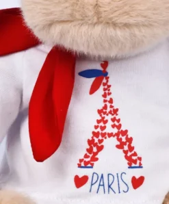 Doudou et Compagnie Peluche chien marron clair T Shirt Tour Eiffel - 26 cm><noscript><img width=