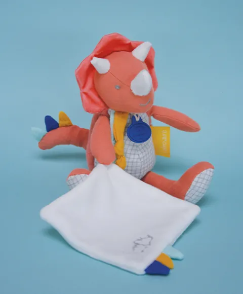 Doudou et Compagnie Peluche de dinosaure orange avec doudou - Lou - 25 cm> Peluche Avec Doudou
